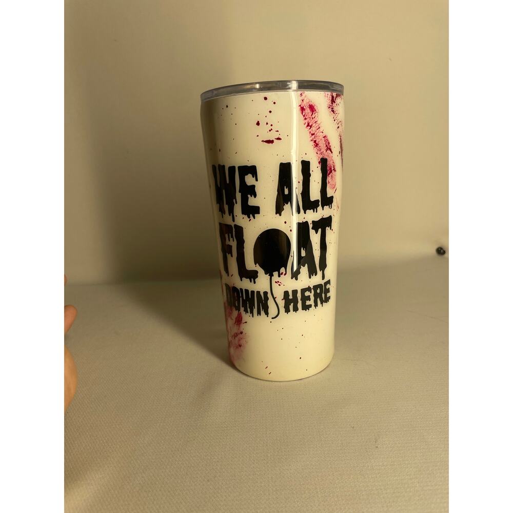 Handcrafted IT Clown 'We All Float' Double Sided Tumbler Custom Painted 30oz